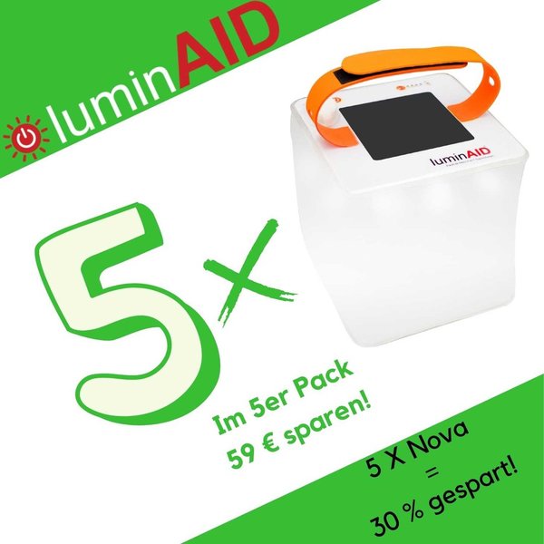 LuminAID - PackLite NOVA USB 5 Pack - Solarlaterne
