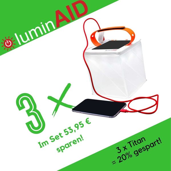 LuminAID - PackLite Titan 2-in-1 Phone Charger 3 Pack - Solarlaterne
